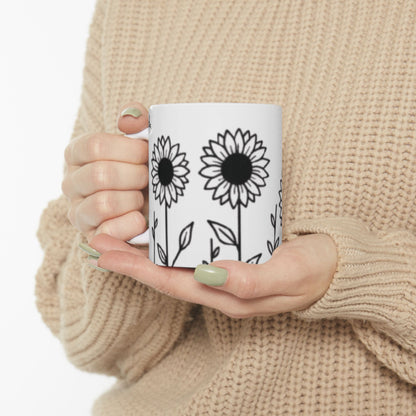 Ceramic Mug - Outlined Sunflower Signature Collection by Juli