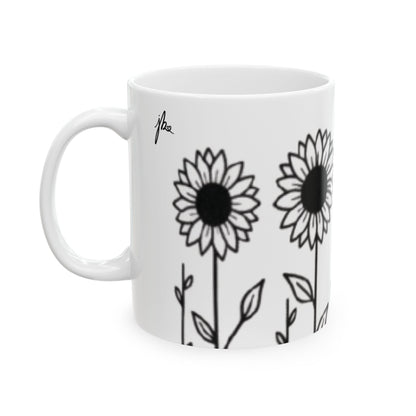 Ceramic Mug - Outlined Sunflower Signature Collection by Juli