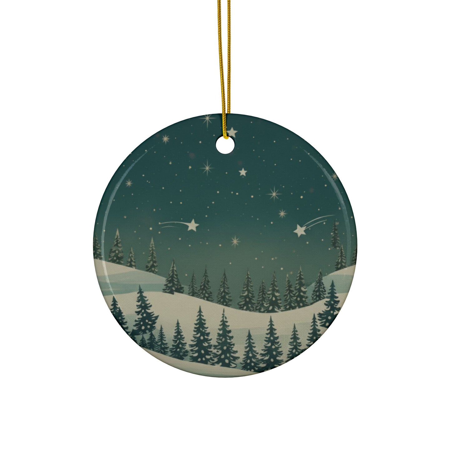 Winter Night Ceramic Ornament - Christmas Holiday Collection