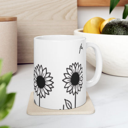 Ceramic Mug - Outlined Sunflower Signature Collection by Juli