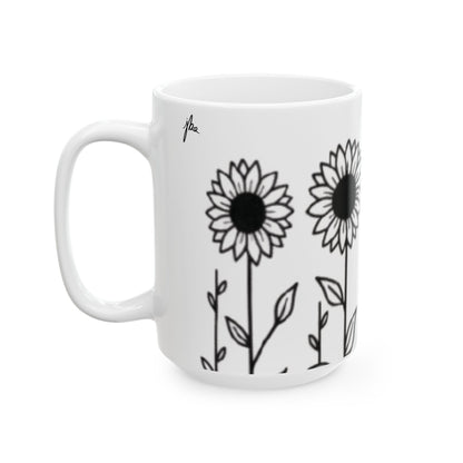 Ceramic Mug - Outlined Sunflower Signature Collection by Juli