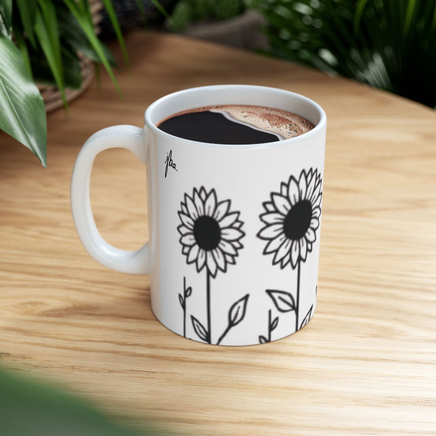 Ceramic Mug - Outlined Sunflower Signature Collection by Juli