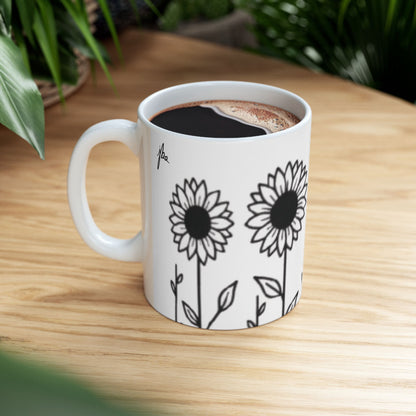 Ceramic Mug - Outlined Sunflower Signature Collection by Juli