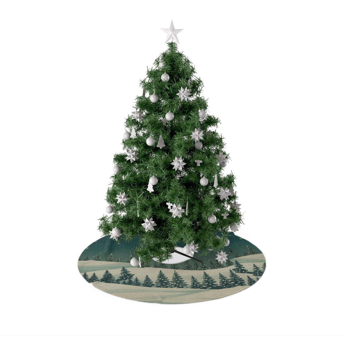 Vintage Winter Pines Christmas Tree Skirt - Christmas Holiday Collection