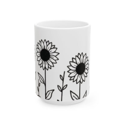 Ceramic Mug - Outlined Sunflower Signature Collection by Juli
