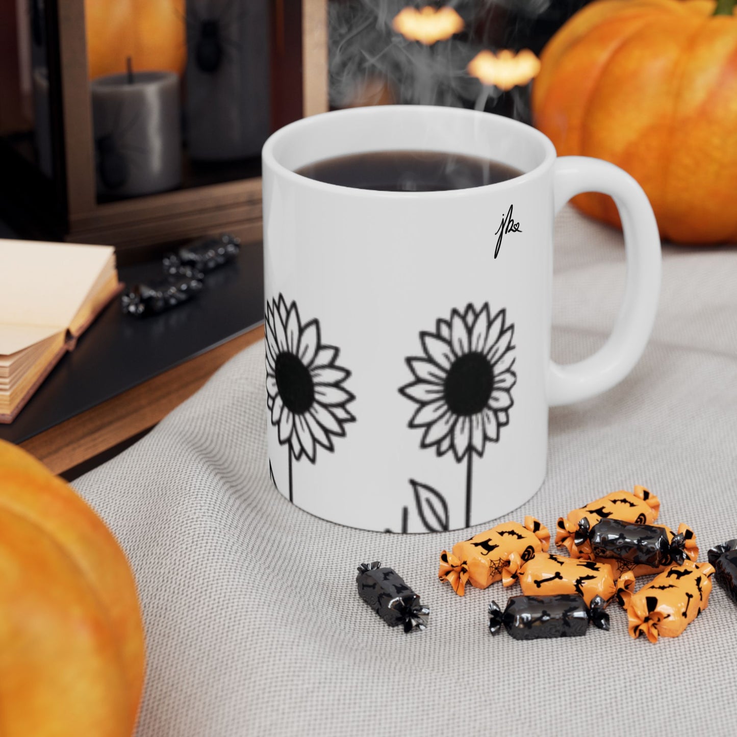 Ceramic Mug - Outlined Sunflower Signature Collection by Juli