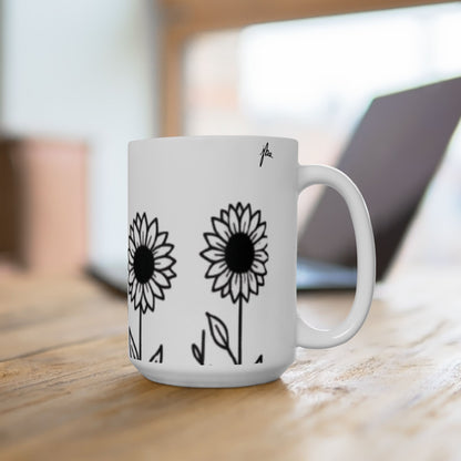 Ceramic Mug - Outlined Sunflower Signature Collection by Juli