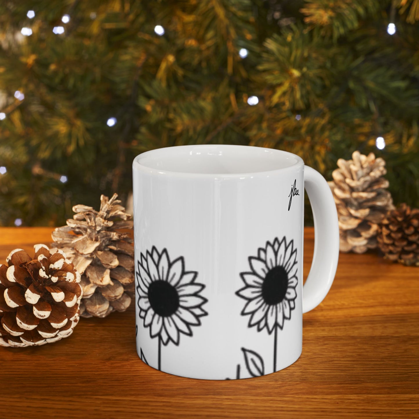 Ceramic Mug - Outlined Sunflower Signature Collection by Juli