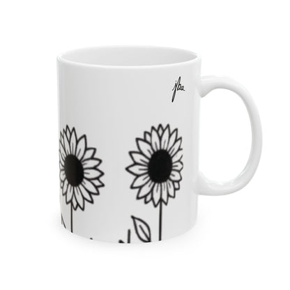 Ceramic Mug - Outlined Sunflower Signature Collection by Juli