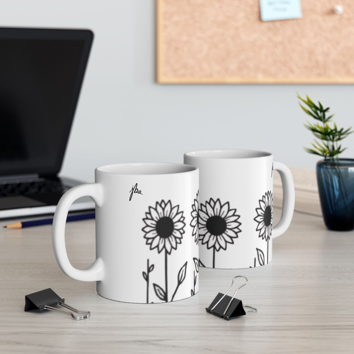 Ceramic Mug - Outlined Sunflower Signature Collection by Juli
