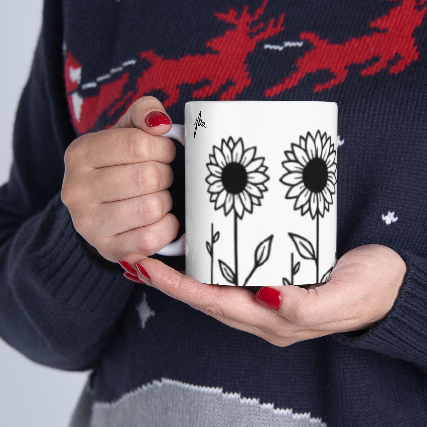 Ceramic Mug - Outlined Sunflower Signature Collection by Juli