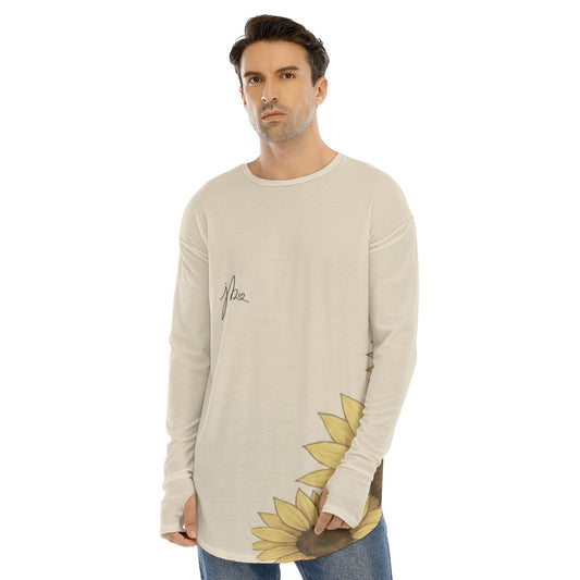 All-Over Print Men's Fingerless Long Sleeve T-shirt - Sunflower Signature Collection by Juli