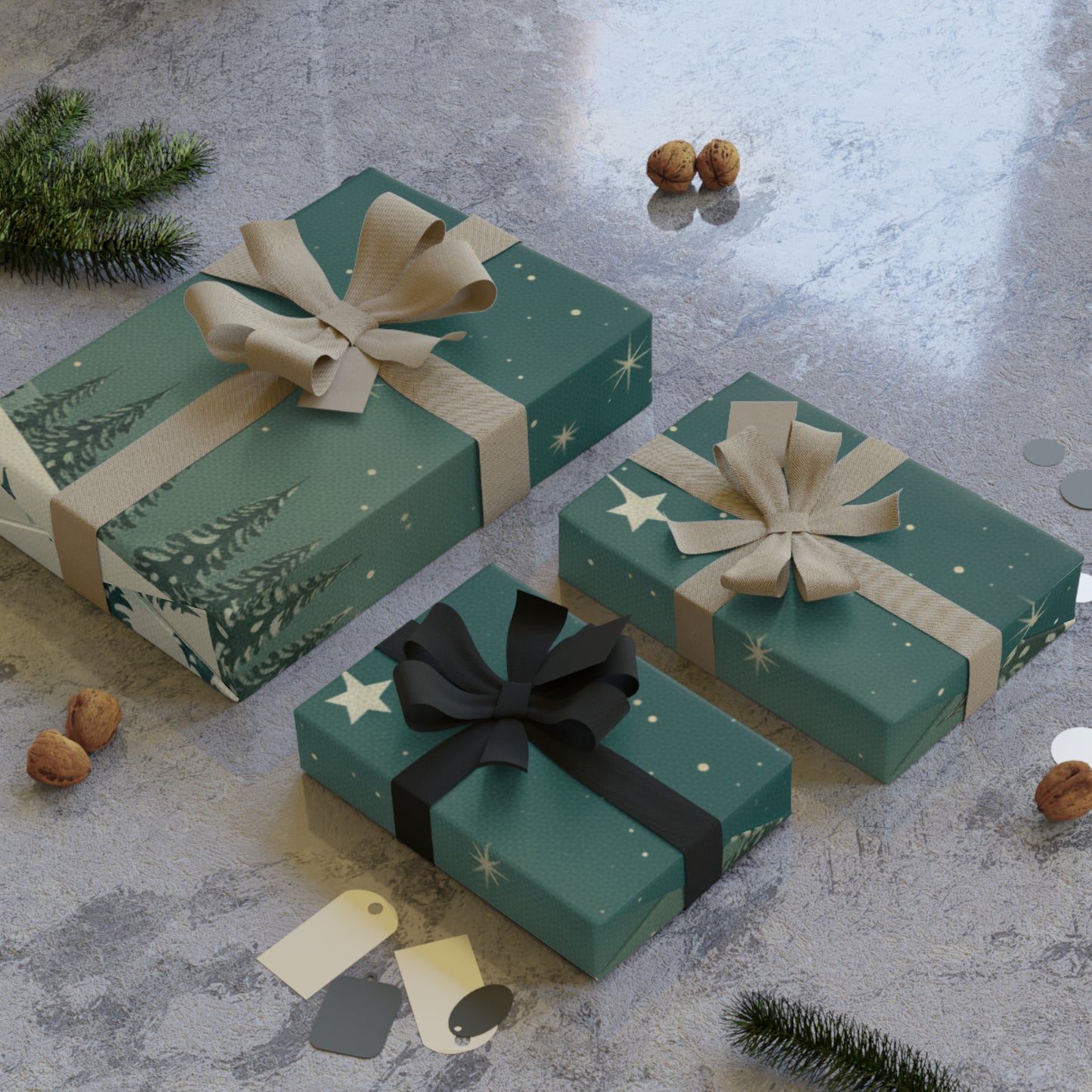 Winter Pines Gift Wrap Roll - Christmas Holiday Collection