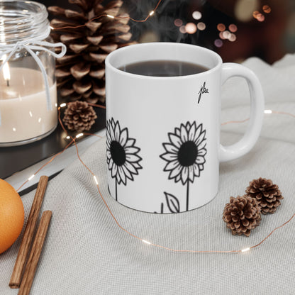 Ceramic Mug - Outlined Sunflower Signature Collection by Juli