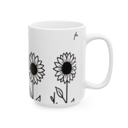 Ceramic Mug - Outlined Sunflower Signature Collection by Juli