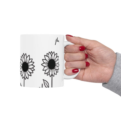 Ceramic Mug - Outlined Sunflower Signature Collection by Juli