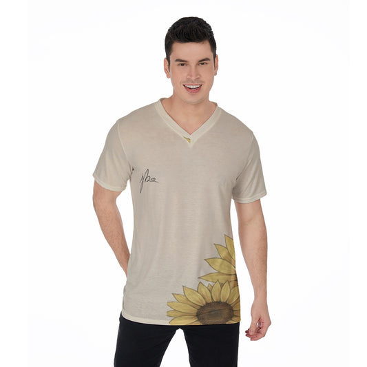 All-Over Print V-Neck T-Shirt - Sunflower Signature Collection by Juli
