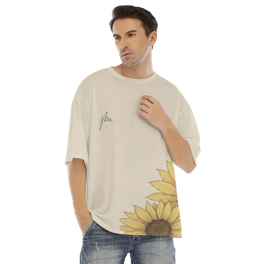 All-Over Print Men's Drop Shoulder T-shirt with Short Sleeve - Sunflower Signature Collection by Juli