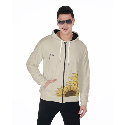 All-Over Print Zip Up Hoodie with Pocket - Sunflower Signature Collection by Juli